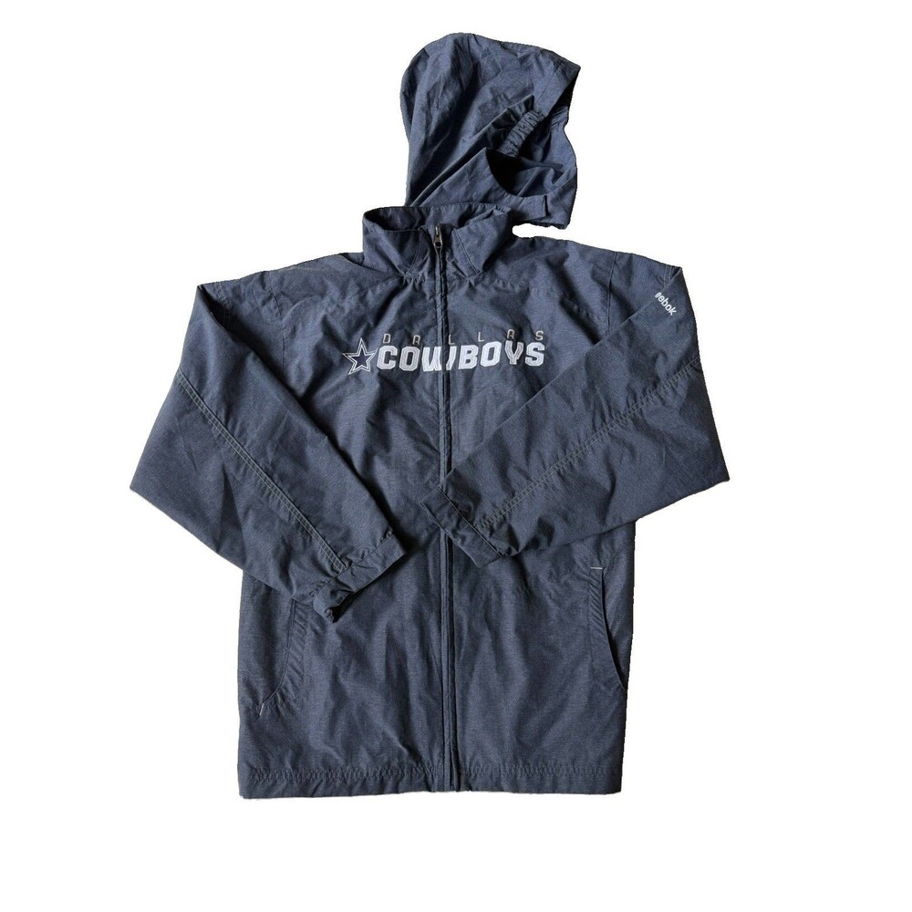 NFL Dallas Cowboys On Field Reebok Embroidered Hooded Jacket LG Kids 14/16 Blue